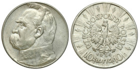 Poland II Republic - Circulation coins
II RP. 10 zlotych 1934 Piłsudski – RZADSZY ROCZNIK 

Wariant z orłem urzędowym na awersie.

Details: 22 g ...