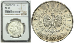 Poland II Republic - Circulation coins
II RP. 10 zlotych 1935 Piłsudski NGC MS61 

Piękny egzemplarz. Połysk menniczy i wspaniale zachowane detale....