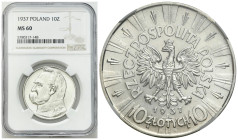 Poland II Republic - Circulation coins
II RP. 10 zlotych Piłsudski 1937 NGC MS60 

Piękny, menniczy egzemplarz.

Condition: NGC MS60 (NGC MS60) ...