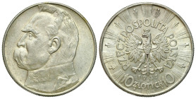 Poland II Republic - Circulation coins
II RP. 10 zlotych 1937 Piłsudski 

Ładnie zachowane.

Details: 22 g Ag 
Condition: 2- (EF-) 
Literature:...