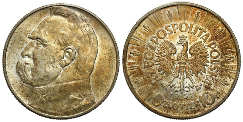 Poland II Republic - Circulation coins
II RP. 10 zlotych 1937 Piłsudski 

Zło...