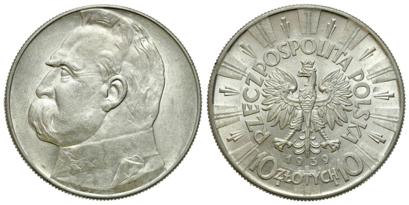 Poland II Republic - Circulation coins
II RP. 10 zlotych 1939 Piłsudski 

Ład...