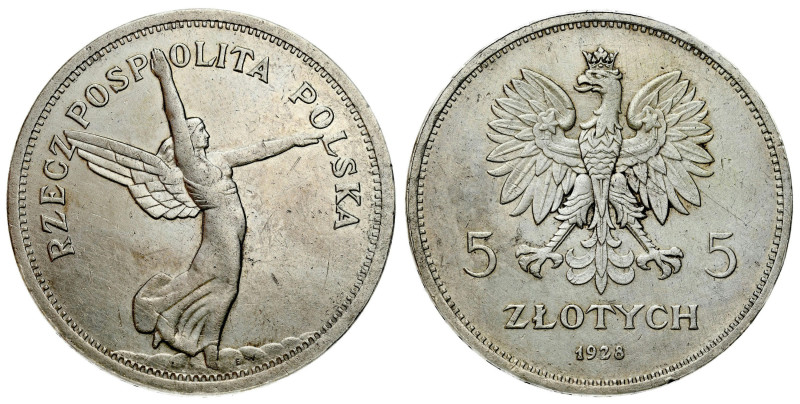 Poland II Republic - Circulation coins
II RP. 5 zlotych 1928 Nike (bez znaku me...