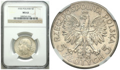 Poland II Republic - Circulation coins
II RP. 5 zlotych 1933 głowa kobiety NGC MS62 - PIĘKNE 

Moneta pospolita, ale dość trudna do zdobycia w stan...