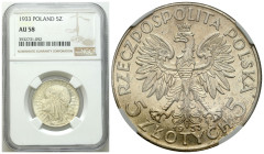 Poland II Republic - Circulation coins
II RP. 5 zlotych 1933 głowa kobiety NGC AU58 

Menniczej świeżości egzemplarz. Połysk.

Condition: NGC AU5...