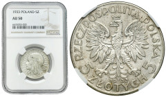 Poland II Republic - Circulation coins
II RP. 10 zlotych 1933 głowa kobiety NGC AU50 

Ładnie zachowany egzemplarz, delikatna patyna.

Details: A...