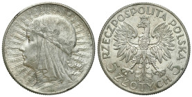 Poland II Republic - Circulation coins
II RP. 5 zlotych 1933 głowa kobiety 

Resztki połysku.

Details: 11 g Ag 
Condition: 3+ (VF+) 
Literatur...