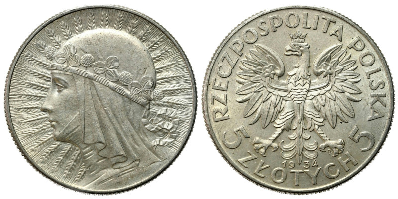 Poland II Republic - Circulation coins
II RP. 5 zlotych 1934 głowa kobiety 

...