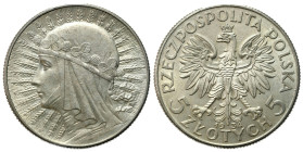 Poland II Republic - Circulation coins
II RP. 5 zlotych 1934 głowa kobiety 

Bardzo ładnie zachowane.

Details: 11 g Ag 
Condition: 2+ (EF+) 
L...