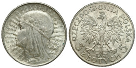 Poland II Republic - Circulation coins
II RP. 5 zlotych 1934 głowa kobiety 

Resztki połysku.

Details: 11 g Ag 
Condition: 2-/3+ (EF-/VF+) 
Li...