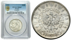 Poland II Republic - Circulation coins
II RP. 5 zlotych 1936 Piłsudski PCGS MS63 - PIĘKNE 

Menniczy egzemplarz z delikatną patyną. Piękny połysk m...