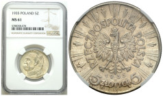 Poland II Republic - Circulation coins
II RP. 5 zlotych 1935 Piłsudski NGC MS61 

Bardzo ładny, świeży egzemplarz. Zachowany połysk menniczy. Patyn...