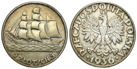 Poland II Republic - Circulation coins
II RP. 5 zlotych 1936 Żaglowiec 

Naturalna, obiegowa sztuka.&nbsp;

Details: 11 g Ag 
Condition: 3 (VF) ...