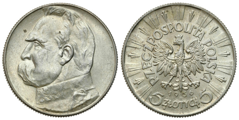 Poland II Republic - Circulation coins
II RP. 5 zlotych 1936 Piłsudski - PIĘKNE...