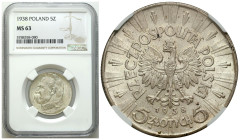 Poland II Republic - Circulation coins
II RP. 5 zlotych 1938 Piłsudski NGC MS63 - PIĘKNE 

Pięknie zachowana moneta z nienaruszoną, złotawą patynąR...