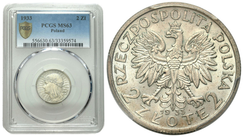 Poland II Republic - Circulation coins
II RP. 2 zlote 1933 głowa kobiety PCGS M...