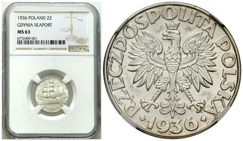 Poland II Republic - Circulation coins
II RP. 2 zlote 1936 żaglowiec NGC MS63 ...