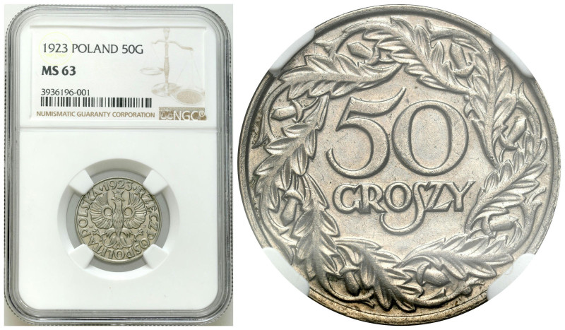 Poland II Republic - Circulation coins
II RP. 50 groszy 1923 NGC MS63 

Piękn...