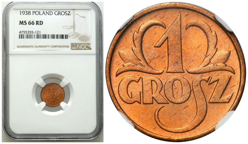 Poland II Republic - Circulation coins
II RP. 1 grosz 1938 NGC MS66 RD 

Egze...