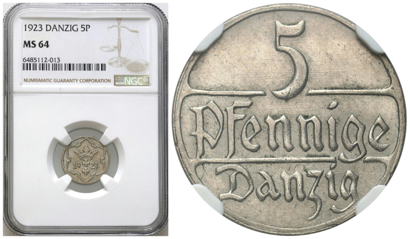 Danzig 
Free City of Gdansk/Danzig. 5 Pfennig 1923 NGC MS64 

Piękny egzempla...