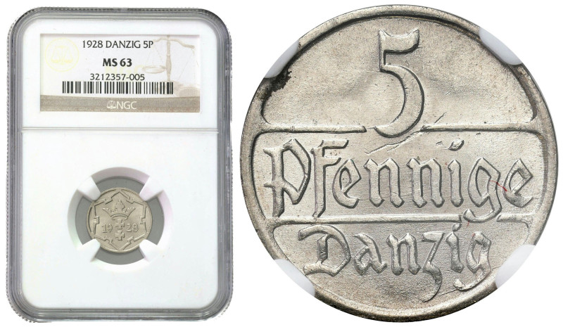 Danzig 
Free City of Danzig/Danzig. 5 Pfennig 1928, Berlin NGC MS63 - RAREST YE...