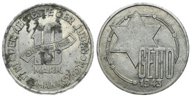Ghetto Lodz (Litzmannstadt) 
Ghetto Lodz. 10 Marks 1943 aluminum 

Wybity na grubym krążku.Przyzwoicie zachowane, miejscowy osad.

Details: 3,50 ...