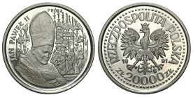 Nickel coins - PROBA
POLSKA / POLAND / POLEN / PROBA / PATTERN

III RP. PROBA / PATTERN Nikiel 20.000 zlotych 1991 Jan Paweł II - Ołtarz 

Piękny...