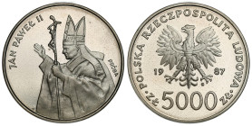 Nickel coins - PROBA
POLSKA / POLAND / POLEN / PROBA / PATTERN

PROBA / PATTERN Nikiel 5.000 zlotych 1987 Jan Paweł II 

Piękny egzemplarz. Nakła...