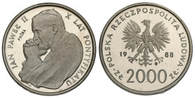 Nickel coins - PROBA
POLSKA / POLAND / POLEN / PROBA / PATTERN

PRL. PROBA / PATTERN Nikiel 2.000 zlotych 1988 Jan Paweł II 

Piękny egzemplarz. ...