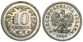 Nickel coins - PROBA
POLSKA / POLAND / POLEN / PROBA / PATTERN

III RP. PROBA / PATTERN Nikiel 10 groszy 1990 

Pięknie zachowane, subtelny osad....