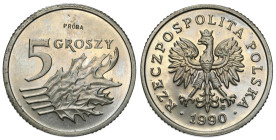 Nickel coins - PROBA
POLSKA / POLAND / POLEN / PROBA / PATTERN

III RP. PROBA / PATTERN Nikiel 5 groszy 1990 

Osad.

Details: 2,97 g Ni 
Cond...