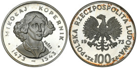 PROBE coins Poland after 1945
POLSKA / POLAND / POLEN / PROBA / PATTERN

PRL. PROBA / PATTERN srebro 100 zlotych 1973 Kopernik - mała głowa - RZADK...