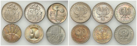 PROBE coins Poland after 1945
POLSKA / POLAND / POLEN / PROBA / PATTERN

PRL. PROBA / PATTERN miedzionikiel 10-20 zlotych 1965-1973, zestaw 6 monet...