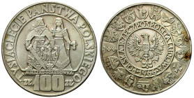 Polish coins of the PRL and collector coins from 1949-1989
PRL. 100 zlotych 1966 Mieszko i Dąbrówka – Millenium 

Moneta ze starego klasera, miejsc...
