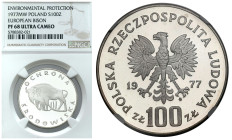 Polish coins of the PRL and collector coins from 1949-1989
PRL. 100 zlotych 1977 Żubr NGC PF68 ULTRA CAMEO 

Piękny, menniczy egzemplarz.Wysoka not...