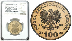 Polish coins of the PRL and collector coins from 1949-1989
PRL. 100 zlotych 1988 Powstanie Wielkopolskie NGC PF68 ULTRA CAMEO (2 MAX) 

Moneta wybi...