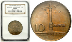 Polish coins of the PRL and collector coins from 1949-1989
PRL. 10 zlotych 1965 DUŻA kolumna NGC MS65 

Piękny, menniczy egzemplarz.

Details: Cu...