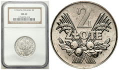 Polish coins of the PRL and collector coins from 1949-1989
PRL. 2 zlote 1970 jagody aluminium NGC MS65 – PIĘKNE 

Piękny, menniczy egzemplarz. Mocn...