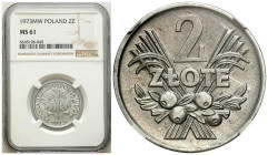 Polish coins of the PRL and collector coins from 1949-1989
PRL. 2 zlote 1973 jagody NGC MS61 

Pięknie zachowany egzemplarz w NGC z notą MS 61.

...