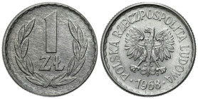 Polish coins of the PRL and collector coins from 1949-1989
PRL. 1 zloty 1968 Aluminium - PIĘKNE i RZADKIE 

Drugi, najrzadszy rocznik.Pięknie zacho...