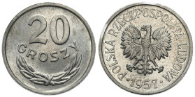 Polish coins of the PRL and collector coins from 1949-1989
PRL. 20 groszy 1957 - NAJRZADSZY ROCZNIK 

Najrzadszy rocznik obiegowej 20-groszówki z o...
