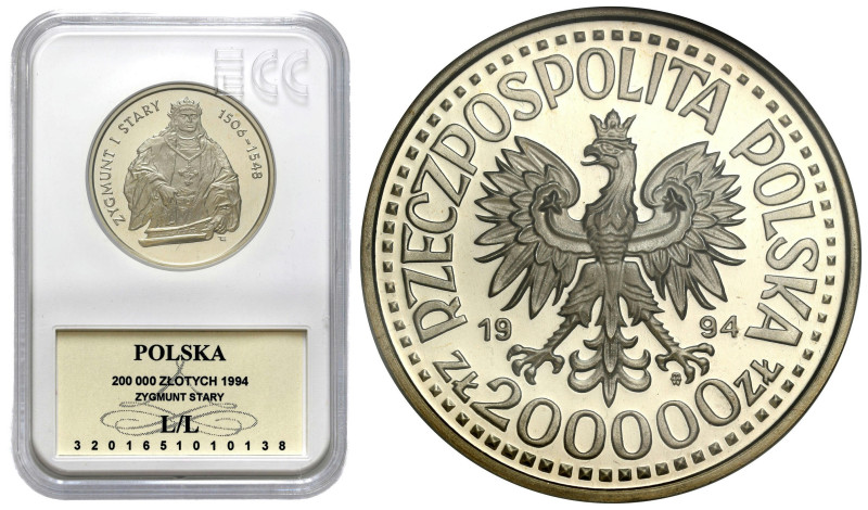 Polish circulation and collector coins after 1990
III RP. 200 000 zł 1994 Zygmu...