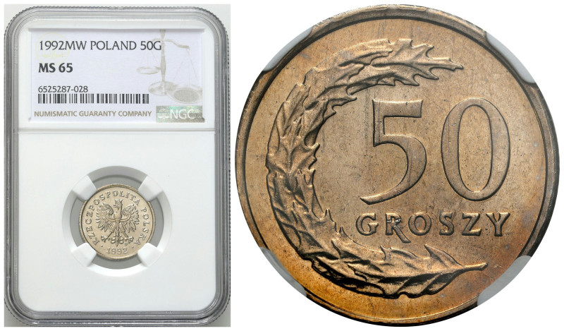Polish circulation and collector coins after 1990
III RP. 50 groszy 1992 NGC MS...