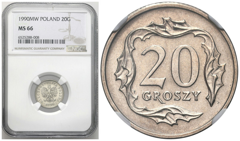 Polish circulation and collector coins after 1990
III RP. 20 groszy 1990 NGC MS...