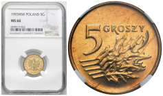Polish circulation and collector coins after 1990
III RP. 5 groszy 1993 NGC MS66 – PIĘKNE 

Pięknie zachowany egzemplarz co zostało docenione przez...
