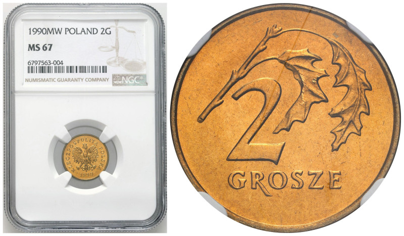 Polish circulation and collector coins after 1990
III RP. 2 grosze 1990 NGC MS6...