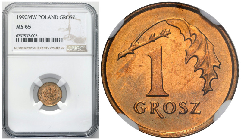 Polish circulation and collector coins after 1990
III RP. 1 grosz 1990 NGC MS65...