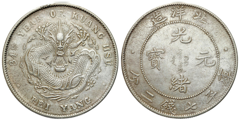 China
China, Chihli (Pei-Yang). Dollar 34 Yr. (1908) 

Patyna.&nbsp;

Detai...