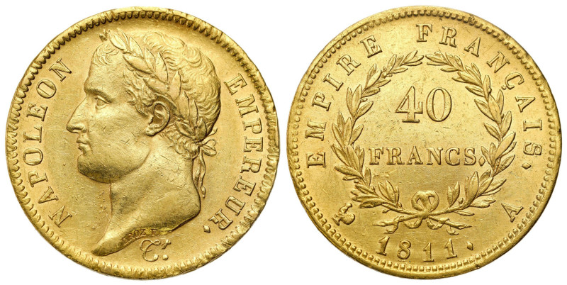 France
France, Napoleon Bonaparte (1804-1815). 40 francs 1811 A, Paris 

ładn...