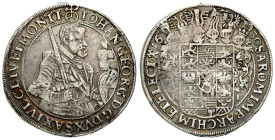 Germany
Germany, Saxony. Johan Georg I (16151656). Thaler 1630, Dresden 
AW: Półpostać władcy w zbroi, w prawo z mieczem opartym o ramię, napis w ot...